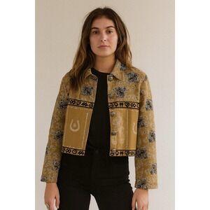 Vintage Valencia Bohemian Western Jacket Cowboy Cowgirl Cropped Button Tan M